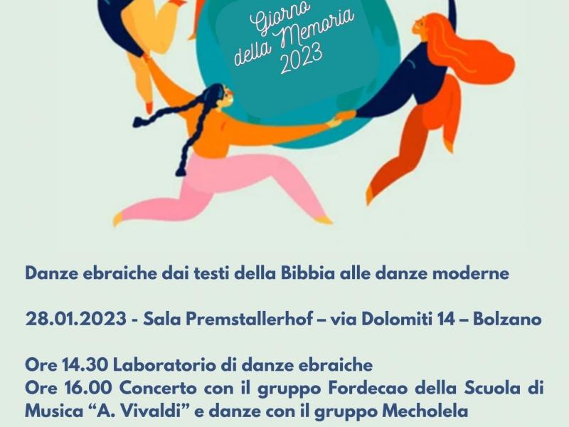 locandina evento danze ebraiche - 28 gennaio ore 14.30 sala Premstallerhof